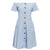 Sexy Off Shoulder Striped Women's Elegant Buttons Sundress Summer Style A-line Midi Dress