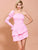 Strapless One Sleeve Ruffle Cute Pink Tight Mini Dress