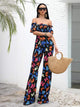 Off Shoulder Floral Print Casual Jumpsuit
