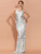 Retro Pattern Sexy Backless Sequin Maxi Party Dress