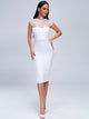 White Lace Neckline Midi Dress