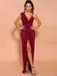 Sequin Wine Red Cocktail Dress