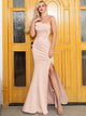 One Shoulder Pink Long Prom Dress