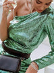 One Shoulder Sequin Tight Green Party Dress