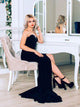 Strapless Maxi Prom Dress With Slit