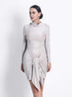 Elegant Gray Glitter Bow Short Dress