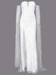 White tulle Glitter Long Sleeve Prom Dress