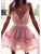 Short Pleated Ruffles Pink Sundresses MISS ORD 