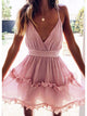 Short Pleated Ruffles Pink Sundresses