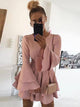 Pink Babydoll Bell Sleeve Mini Pleated Dress