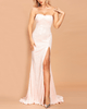 Elegant Strapless Backless High Split Light Pink Prom Dress