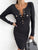 Long Sleeve Bodycon Dress - Multicolor
