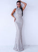 Elegant O Neck Sleeveless Silver Sequin Dress