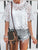 Sexy Hollow Out Ruffled Tops - White