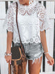 Sexy Hollow Out Ruffled Tops - White
