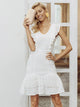 At Your Service Embroidery Dress - White