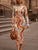 High Collar Printed Slim Dress MISS ORD 