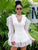 White Lace Neckline Cross Tape Casual Jumpsuit Jumpsuite&Playsuite MISS ORD 