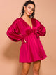 Puff Sleeve Loose Mini Satin Dress