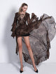Leopard Chiffon Cross Ribbon High-Low Dress