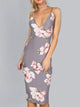 Open-Back Floral Elegant Midi Bodycon Dress