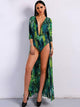 Green Leaf Print Sexy Beach Jumpsuits