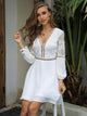 White Chiffon Long Sleeve A-Line Short Dress