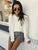 Hollow Out Knitted Pullover - White/Multicolored