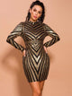 Metal Sequin Geometric Party Dress