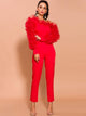 Tremella Side Bright Red Party Jumpsuits