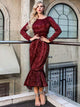 Red Sequin Midi Fishtail Prom Dress