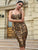 V Neck Off Shoulder Backless Animal Print Dresses Female Bodycon Split Dress Women Dresses MISS ORD 