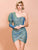 Kingfisher Green Flower Bud Single Sleeve Glitter Short Dress