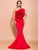Big Flower Red Prom Dresses MISS ORD 