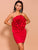 Short Big Flower Red Party Dresses MISS ORD 