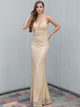 Elegant Gold Glitter Prom Dress