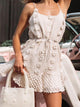 Sweet Flower Tie-Waist Beige A-Line Dress