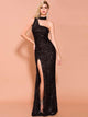 Shiny Halter Black Night Out Dress
