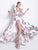 V-Neck Flower Print Sleeveless Two Split Elegant Ruffle Dress Women Dresses MISS ORD 