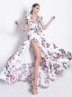 Ruffled Sleeveless Flower Long Beach Dress
