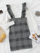 Spaghetti Strap Houndstooth Vest Dress - Black