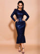 Navy Blue Fish Tail Party Dresses