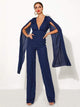 Backless High Waist Slit Sleeve Jumpsuit