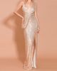 Deep-V Golden Sequin Night Out Dress