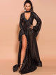 Halter Low-V Luxury Diamond Black Plus Long Dress