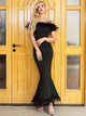 Off Shoulder Feathers Bodycon Semi-Formal Dress