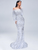 Off Shoulder Feather Sequin White Maxi Prom Dress