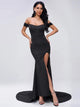 Off Shoulder Maxi Black Prom Dress