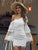 Short White Lace Dress One shoulder Ruffles Sleeve Women Dresses MISS ORD 