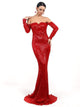 Off Shoulder Long sleeve Sequin Prom Dress